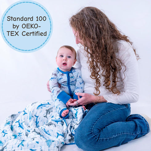 100% 47 47 Inches, 6 LollyBanks Baby Quilt Blanket, Organic Cotton Muslin Blankets for Boys, Large x Layers Soft