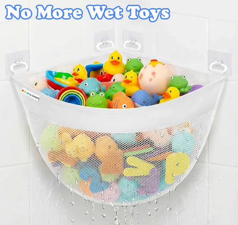 6 Bath Toy Storage Organizer for Bathtub Large Mesh Bath Toy Holder & Bath Toy Net, Corner Bathtub Toy Storage Bag