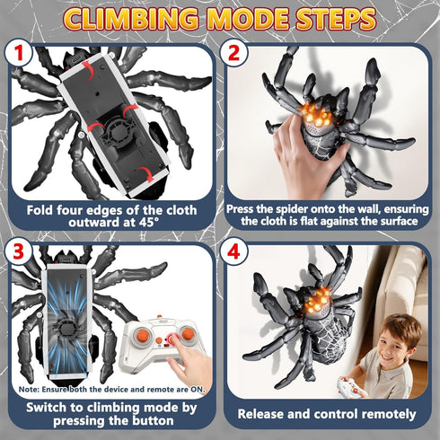 3-5 5-7 8-13, Infowush Wall Climbing Spider, Rechargeable Remote Control Spider Kids Toys, Floor/Wall Crawling Robot
