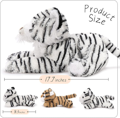 3 17.7 Inch Mommy Set, MaoGoLan White Tiger Stuffed Animal with Babies, Tiger Plush Soft Stuffed Tiger Family Toys
