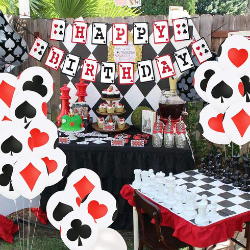 30 Pcs 12 Inches Casino Balloons, Poker Decoration Latex Balloons for Birthday Party Decorations