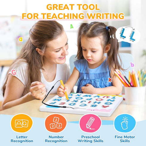 Set, JoyCat Magnetic Letter and Number Tracing Board Double Sided Alphabet & Numbers Board for Toddlers, ABC Uppercase