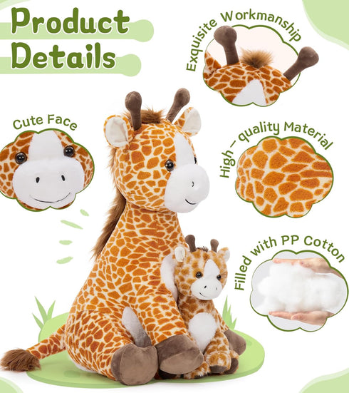 Animal,25.6in Tezituor Giraffe Stuffed Large Giraffe Plush Toy with Baby, Cute Plushies,Giraffe Plush Pillow