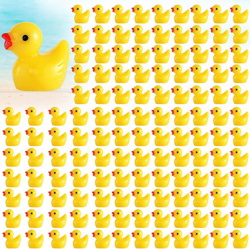 Rachan 130 Pcs Yellow Mini Ducks Bulk Resin Duck Figurines for Miniature Landscape