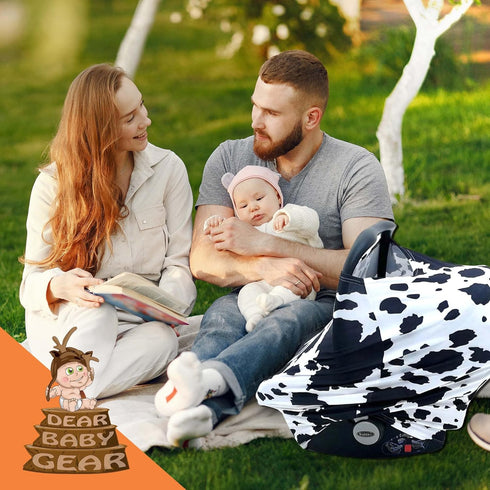 28x27x0.25" Dear Baby Gear Car Seat Cover for Boys & Girls - Baby Carseat Canopy w/Snap Opening - Infant Seat Cover