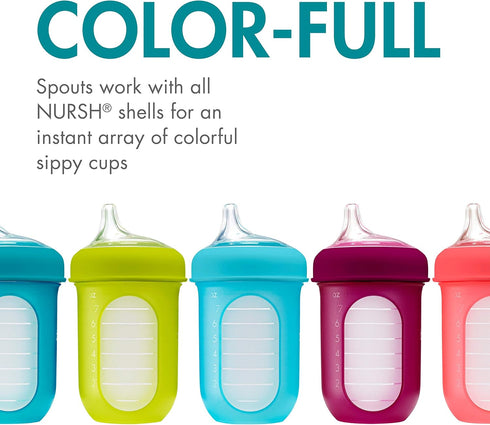 6 3 Count Boon Nursh Silicone Sippy Cup Lid - Convertible Transitional Sippy Spouts for Nursh Baby Bottles - Sippy Cup