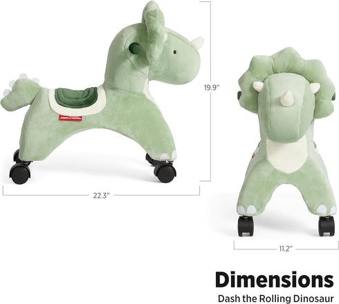 Radio Flyer Dash The Rolling Dinosaur - Ride On Toy for Toddlers Ages 1-3, Green Dinosaur Toy for Kids