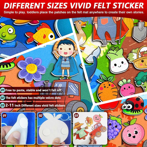 SKOLESK 77 Set Pcs Farm Animals Felt Story Board Preschool Farmhouse Themed Early Learning Storytelling Flannel Board