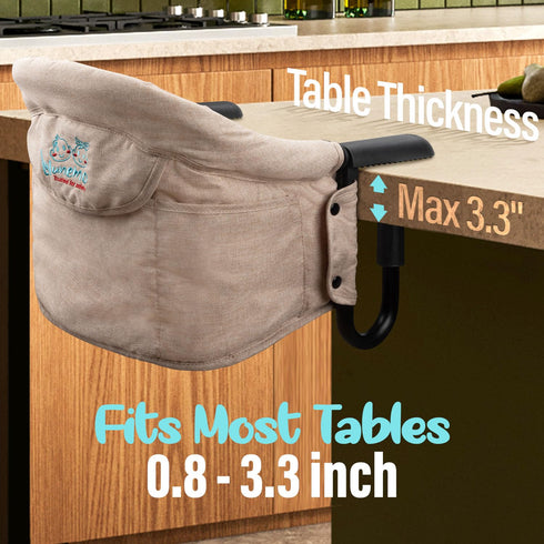 6-36 Hook On High Chair - Portable & Foldable for Babies Months, Family & Travel Use with Carry Bag(Khaki)