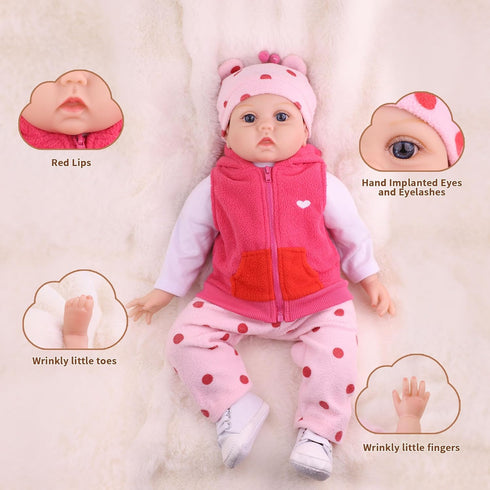 Lifelike Reborn Baby Dolls, 22 Inch Realistic Silicone Doll with Feeding Kit Toys for Toddlers 1-3