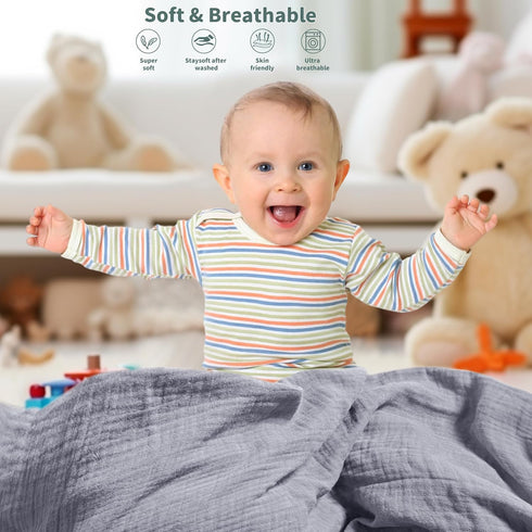GUNTAIL 2 Pack 41 41 inches Muslin Swaddle Blankets for Newborn, Breathable Soft Receiving Blanket, Large x Swaddle
