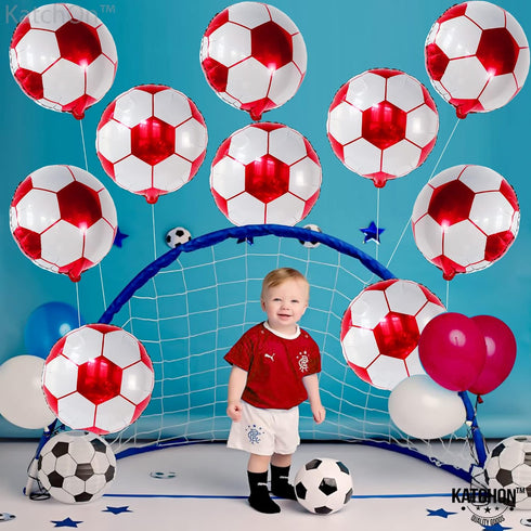KatchOn Red Soccer Balloons - 18 Inch, Pack of 10 for Soccer Party Decorations