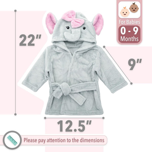 0-9 Mr. Pen Baby Animal Face Robe - Unisex, Month, Plush, Elephant, Hooded Towel