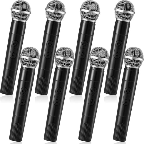 Zubebe 8 Pack Fake Microphone Prop, Halloween Plastic Pretend Microphone for Speech Practice, Plastic Microphone Stage