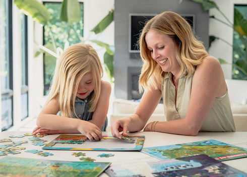 Chuckle & Roar - 4 Pack Tray Puzzles - USA Animal Map, Polar Animals, Adventure Awaits, Fair - 36 & 48 PC Tray Puzzles