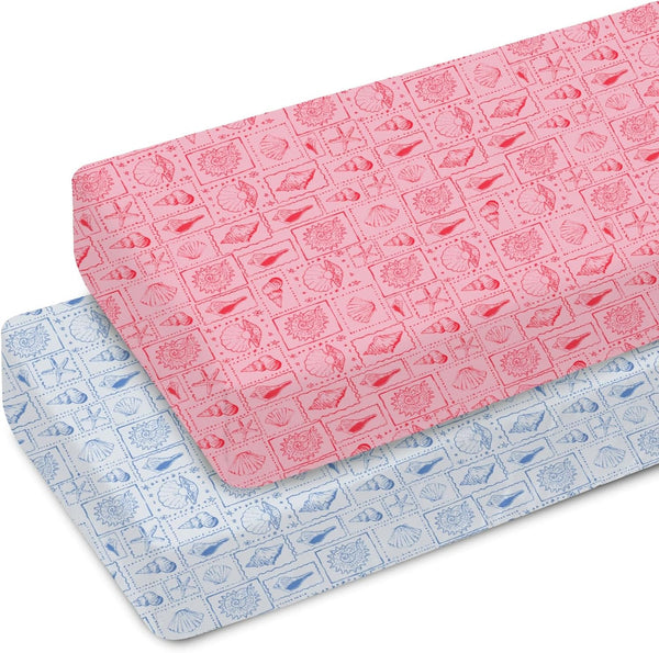 ZoUbqchY Vintage Seashells Starfish Baby Crib Sheets for Boy Girl 28"x52" Boho Beach