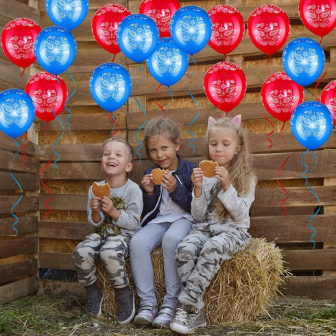 Zonon 40 Pcs Western Cowboy Balloons - Bandana Balloons Blue and Red, Large 12 Inch Latex Bandana Print Decorations Kit