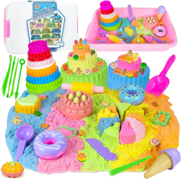 Ice Cream Sensory Bin for Girls Kids,Play Sand Art Kit with 2.2lb