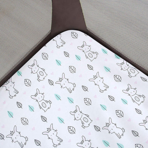 Mini Crib Pack and Play Fitted Sheets, Breathable Microfiber Stretchy Playard Sheets for Graco, Lovely Bunny for Boys