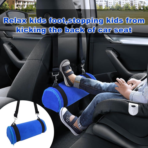 Car Seat Foot Rest for Kids - Booster Seat Pillow With Long Adjustable Strap - Convenient Supportive Accessory
