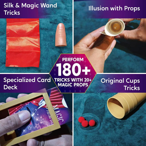 180+ Set- 6+ JOVA Klever Kits Magic My First Magic Trick Kit- Amazing Magician Toy with Step-by-Step Video Lessons