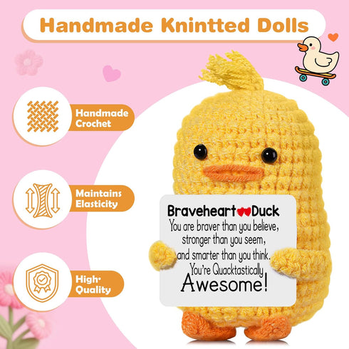 Inspirational Crochet Animals Stress Anxiety Relief Toys, Positive Affirmation Companion Crochet Duck, Handmade Mental