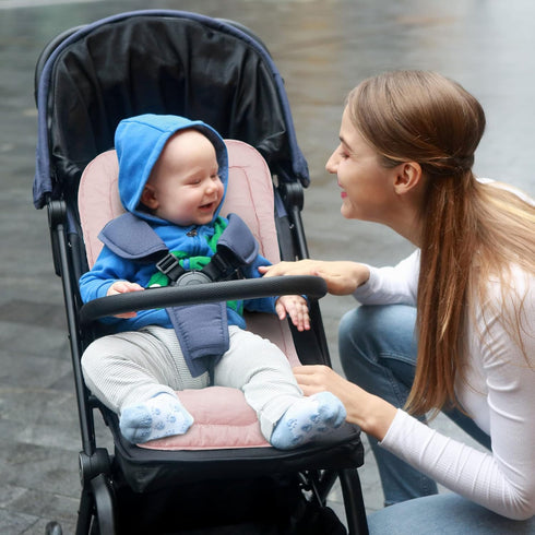 Baby Stroller Cushion - Universal Soft Infant Car Seat Insert, 100% Cotton Cover, Grey and Pink, 34x78cm, 1 Pack.