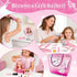 Set Set deAO Hair Salon Toys for Girls Beauty Salon Kids Pretend Hair Styling with Hairdryer, Mirror, Curling Iron