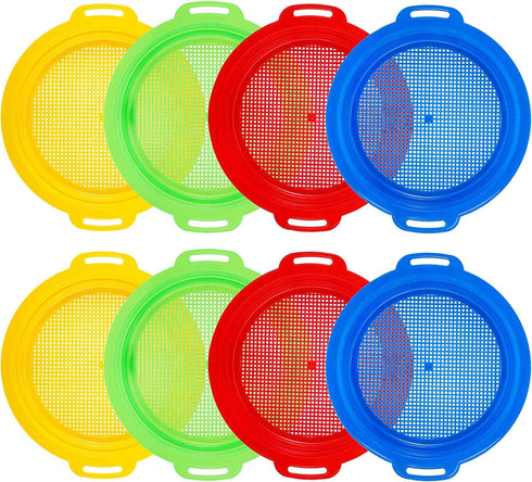 Suwimut 8 Pack Sand Sifter Sieves for Kids Beach Toys, 9.75 x