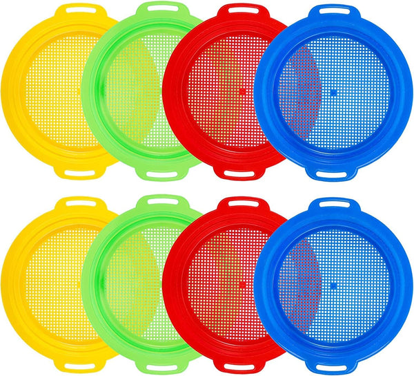 Suwimut 8 Pack Sand Sifter Sieves for Kids Beach Toys, 9.75 x