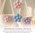 3 2 Tier Cotton Rope Hanging Wall Basket, Cute Flower Decor Wall Mounted Storage Organizer for Nursery, Bathroom
