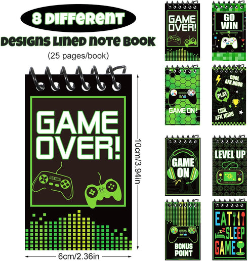 24 Pieces Video Game Party Favors: Gaming Mini Notepads Pack for Boys Girls, Teacher Classroom Supplies for Birthday