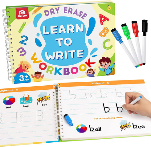Coogam Learn to Write Workbook, Numbers Letters Practicing Book, ABC Alphabet Sight