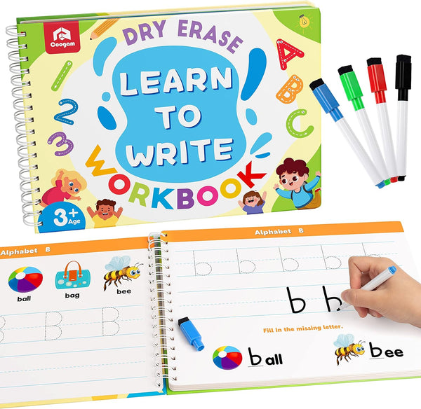 Coogam Learn to Write Workbook, Numbers Letters Practicing Book, ABC Alphabet Sight