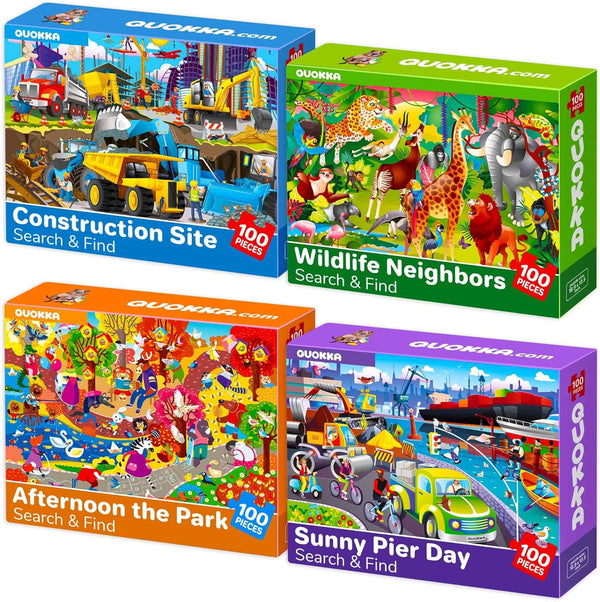 QUOKKA 100 Piece Puzzles for Kids Ages 4-6 4 Puzzles for Kids