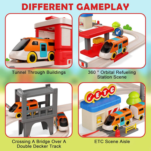 Set Kids,55 Set 3, 4, 5, 6, 7, 8+ Urban Rail Train for pcs Electric Train Simulate City Transport System,Educational
