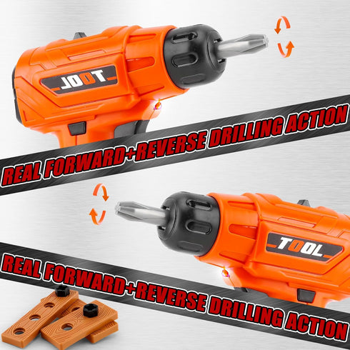 PANPAPA Set 1-3,Electric Set,Kids 3+ Toy Drill for Toddlers Power Kids Drill and Screw Pretend Play Tool with Realistic