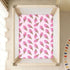 Jynexis 52x28 Ice Cream Heart Pink Pattern Baby Crib Sheets, Cotton Fitted Crib Sheet, Soft Breathable, Fits Standard