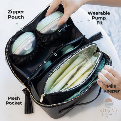 Wearable Breast Pump Bag with Cooler, Pumping Bag for Work, Compatible with Wearable Breast Pumps, Removable Breast