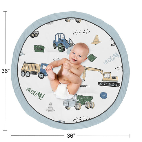 Tummy Sweet Jojo Designs Construction Truck Boy Baby Playmat Time Infant Play Mat - Grey Yellow Black Blue and Green