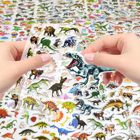BEESTECH 24 Sheets Dinosaur Stickers for Kids, 450+ Teacher Reward Stickers, Potty Chart Training, Party Favor Supplies