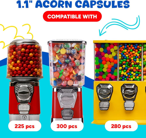 Capsule Vending Machine Translucent Acorn Capsules - 100 pcs 1.1 inch Empty Gumball Machine Capsules for Party Favors &