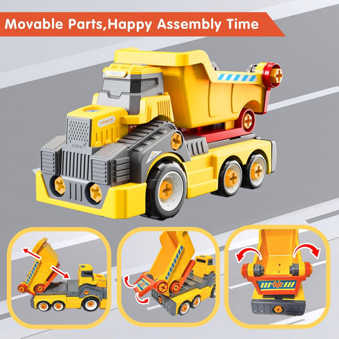11inches 3-5 6-8 Set Large Take Apart Construction Toys Dump Trucks for Boys Girls Kids Year Old Electric Drill