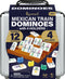 Queensell Mexican Train Dominoes Set - Double 12 with Numbers and 4 Holders - Wooden Hub and Tiles Holders