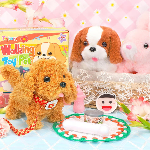 Tagitary Plush Toys Puppy Electronic Toy Dogs That Walk and Bark,Tail Wagging Fake Dog Interactive Dog Toy for Kids