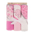 3 Pack GS71729 Cudlie Buttons & Stitches Baby Girl Rolled/Carded Hooded Towels in Blooming Elephant Print