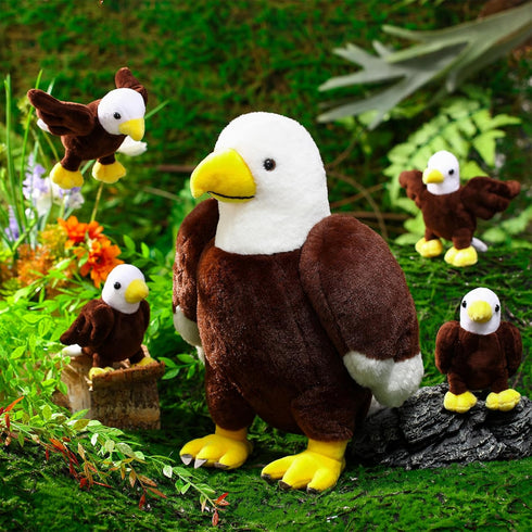 Lenwen 5 Pcs Bald Eagle Stuffed Animal Bulk 1 Mommy Eagle Plush with 4 Cute Babies Bald Eagles Plush Wild Bald Eagles
