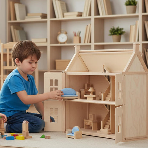 Set PlanToys Living Room Classic for Montessori Inspired Small World Play | Imaginative Storytelling, Social