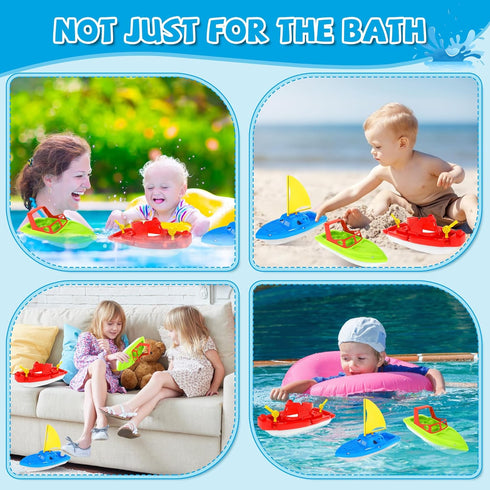 3 1-3, 3-5 Boat Bath Toys, PCS Toddler Pool Toys for Water Play, Plastic Toy Boats for Toddlers Kids Ages