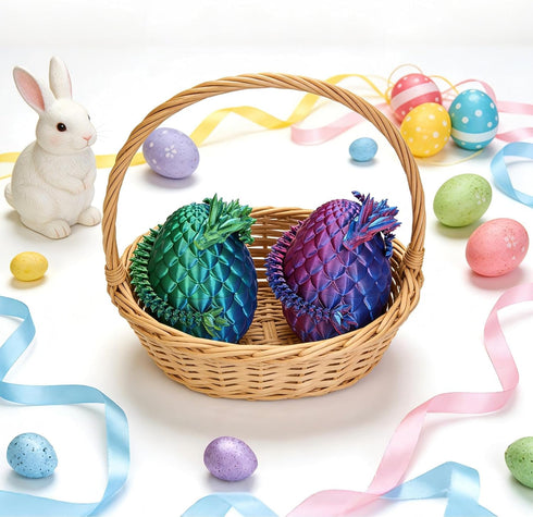 HEZUJ 3D Printed Dragon Dinosaur Egg,Articulated Crystal Dragon Fidget Toys,Prefilled Easter Basket Stuffers Eggs